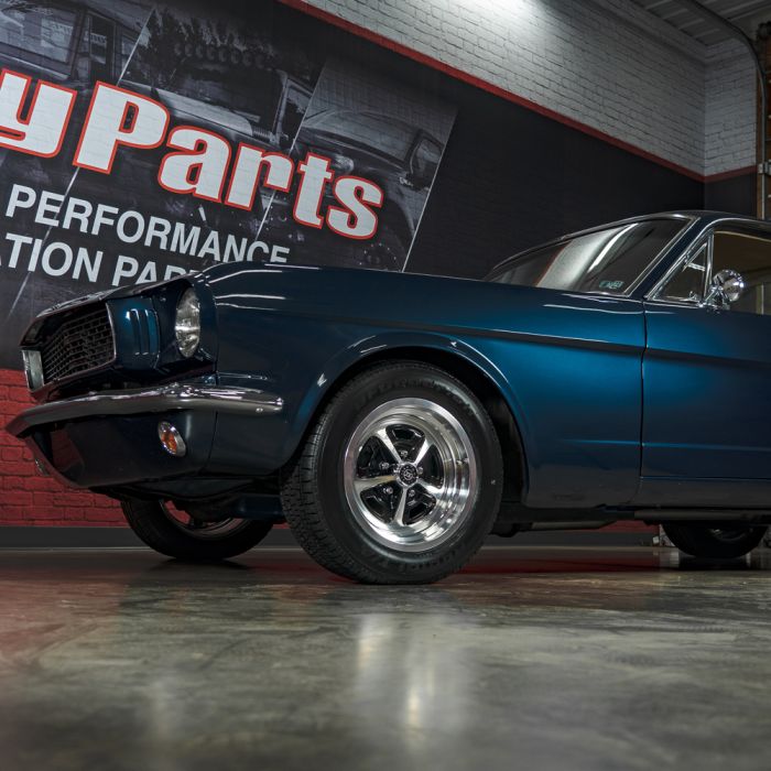 Moray Wheels Magnum 500 wheels on a blue classic Mustang